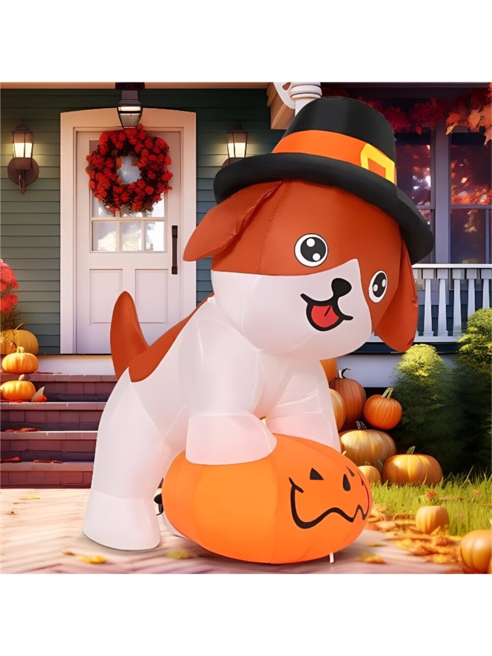 5.2 FT Thanksgiving Inflatables Dog Outdoor Decorations Blow Up Yard Cute